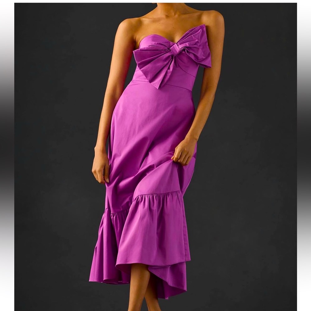 Hutch Bow Tie Midi Strapless Dress